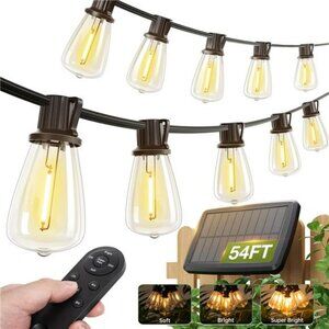 54ft Solar String Lights Outdoor Waterproof Patio Garden with Remote USB Charge